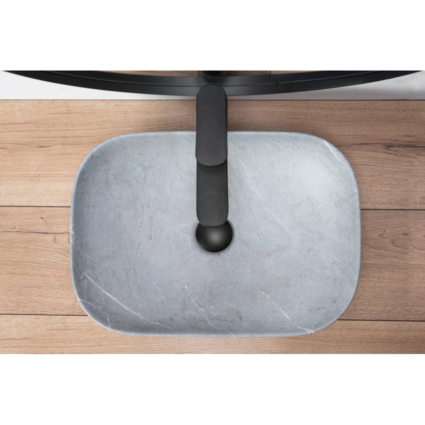 REA-U3801 - Umywalka nablatowa LIVIA 33,5x46,5 cm ceramika/szara/imitacja kamienia