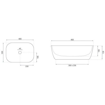 REA-U4000 - Umywalka nablatowa BELINDA 33x46,5 cm ceramika/imitacja kamienia