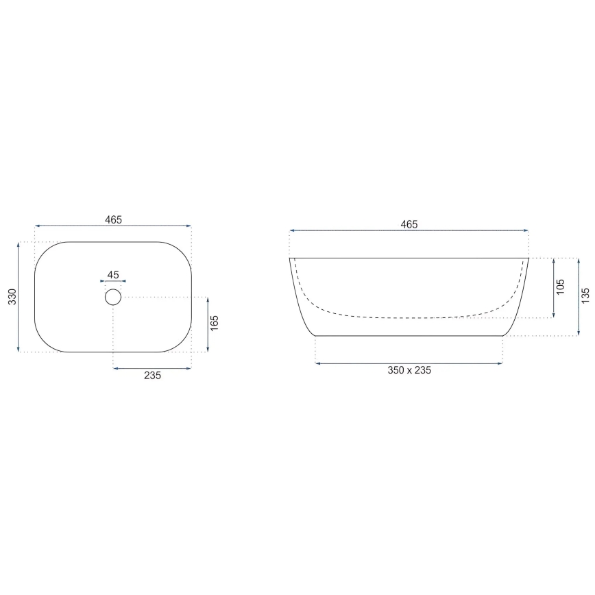REA-U4000 - Umywalka nablatowa BELINDA 33x46,5 cm ceramika/imitacja kamienia