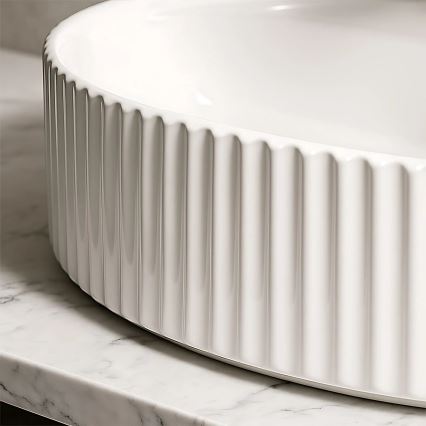 REA-U4003 - Umywalka nablatowa MARCELA 35,5x50 cm ceramika/biały połysk