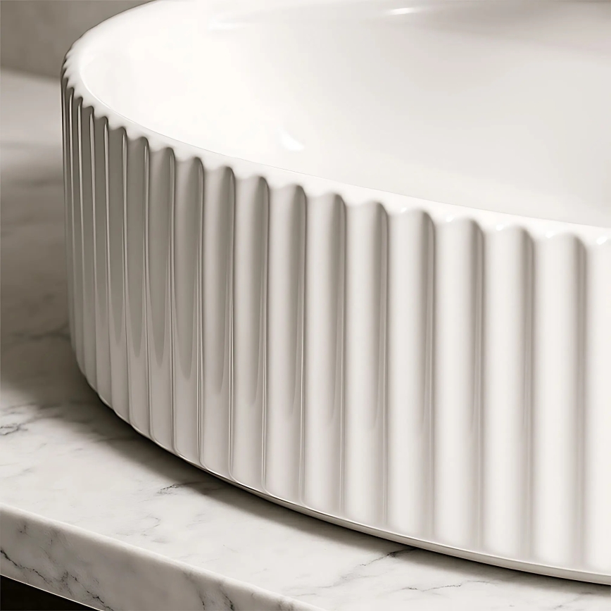 REA-U4003 - Umywalka nablatowa MARCELA 35,5x50 cm ceramika/biały połysk