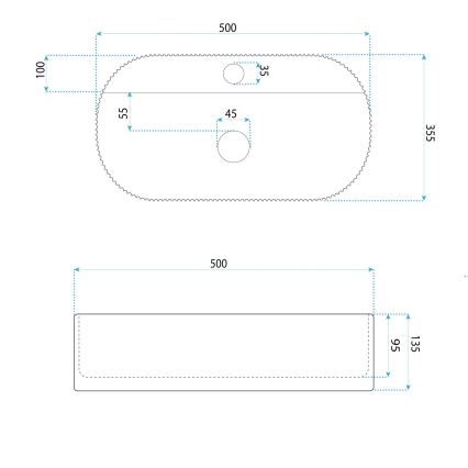 REA-U4003 - Umywalka nablatowa MARCELA 35,5x50 cm ceramika/biały połysk