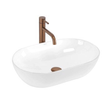 REA-U4331 - Umywalka nablatowa AMELIA 32,5x52 cm ceramika/biały połysk
