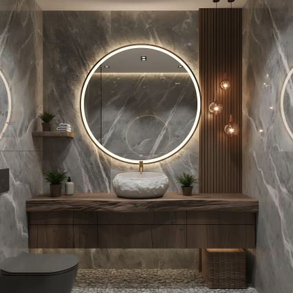 REA-U4332 - Umywalka nablatowa MIKA 38x50 cm beżowa/szara/imitacja kamienia