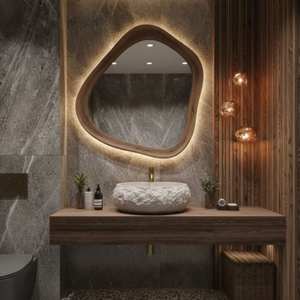 REA-U4332 - Umywalka nablatowa MIKA 38x50 cm beżowa/szara/imitacja kamienia