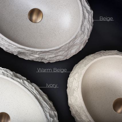 REA-U4332 - Umywalka nablatowa MIKA 38x50 cm beżowa/szara/imitacja kamienia