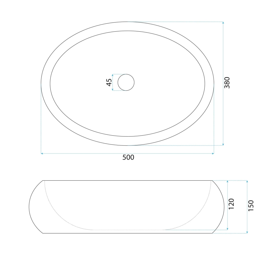 REA-U4332 - Umywalka nablatowa MIKA 38x50 cm beżowa/szara/imitacja kamienia