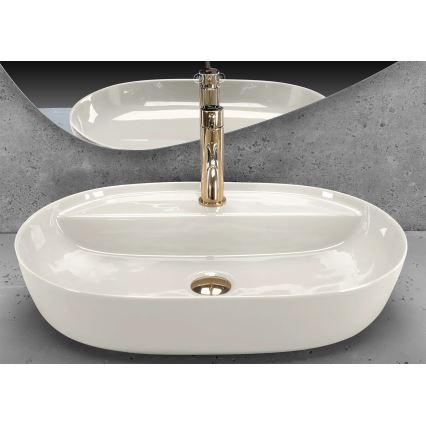 REA-U4589 - Umywalka nablatowa AURA 41x61 cm ceramika/błyszcząca kremowa