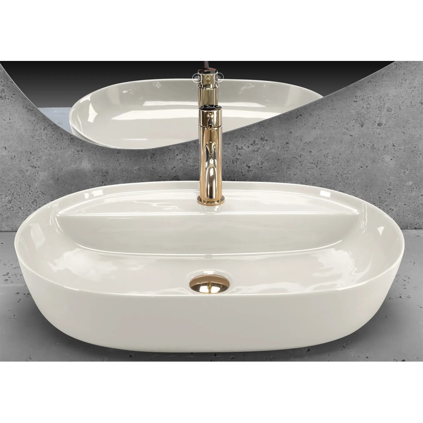 REA-U4589 - Umywalka nablatowa AURA 41x61 cm ceramika/błyszcząca kremowa