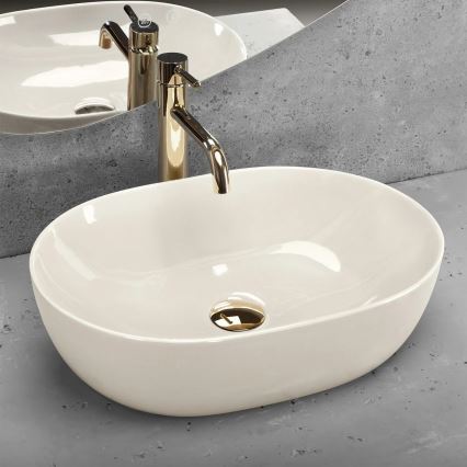 REA-U4591 - Umywalka nablatowa LISA 35x49 cm ceramika/błyszcząca kremowa