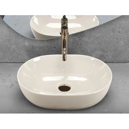 REA-U4591 - Umywalka nablatowa LISA 35x49 cm ceramika/błyszcząca kremowa