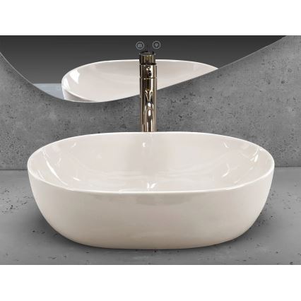 REA-U4591 - Umywalka nablatowa LISA 35x49 cm ceramika/błyszcząca kremowa