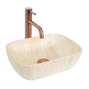 REA-U4700 - Umywalka nablatowa BELINDA 25x36 cm ceramika/beżowa/imitacja kamienia
