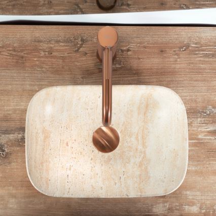 REA-U4700 - Umywalka nablatowa BELINDA MINI 25x36 cm ceramika/beżowa/imitacja kamienia