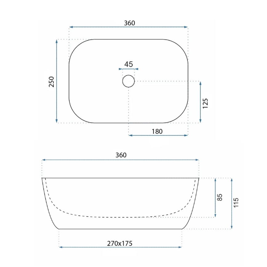REA-U4700 - Umywalka nablatowa BELINDA MINI 25x36 cm ceramika/beżowa/imitacja kamienia