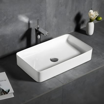 REA-U4800 - Umywalka nablatowa DENIS 35x61,5 cm ceramika/biały połysk