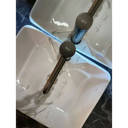 REA-U5052 - Umywalka nablatowa KELLY 38x49 cm ceramika/biała/dekor marmuru