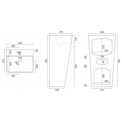 REA-U5637 - Wolnostojąca umywalka ARIS 37,5x44 cm ceramika/biały połysk