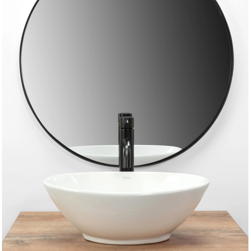 REA-U5804 - Umywalka nablatowa PAMELA MINI 26,5x40 cm, ceramika / biały połysk