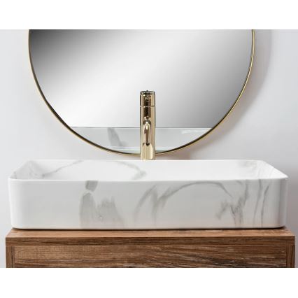 REA-U5896 - Umywalka nablatowa DENIS 35x61,5 cm ceramika/dekor marmuru