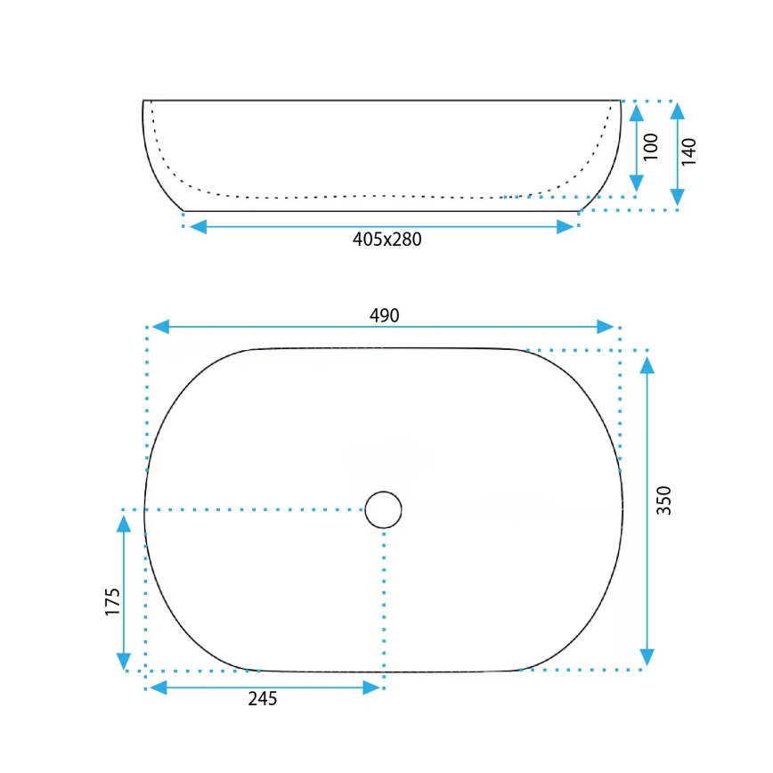 REA-U6022 - Umywalka nablatowa LISA 35x49 cm ceramika/biały połysk