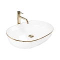 REA-U6211 - Umywalka nablatowa CLEO 41x60,5 cm ceramika/biała/złota