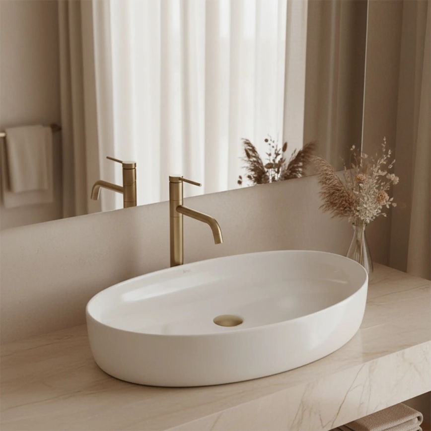 REA-U6371 - Umywalka nablatowa JOANA 40,5x65,5 cm ceramika/biały połysk