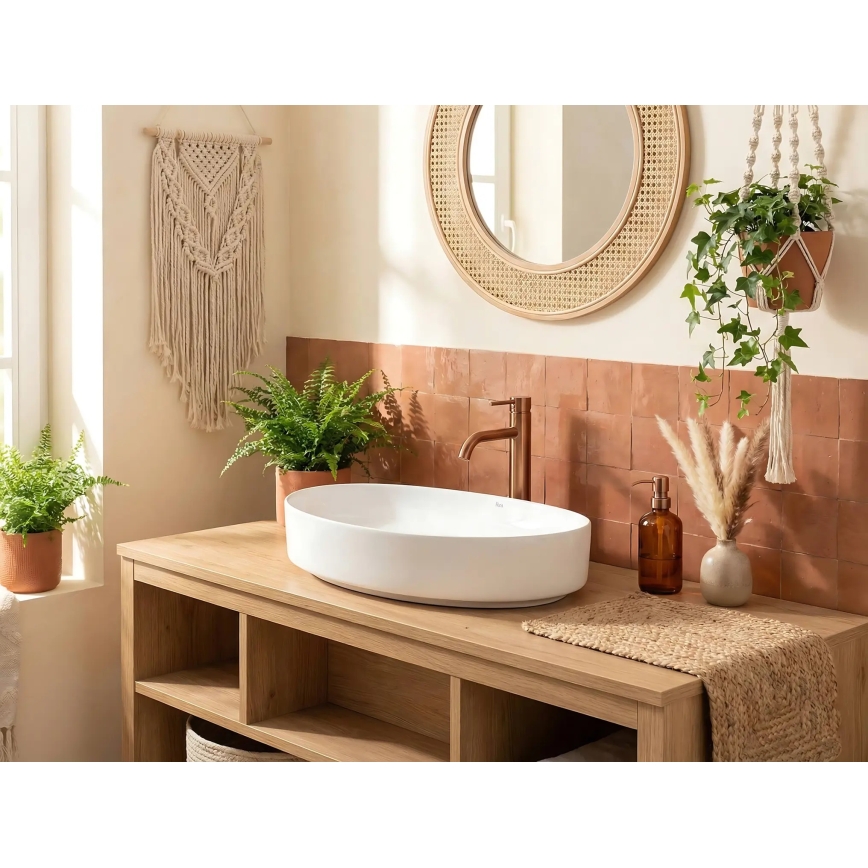 REA-U6371 - Umywalka nablatowa JOANA 40,5x65,5 cm ceramika/biały połysk