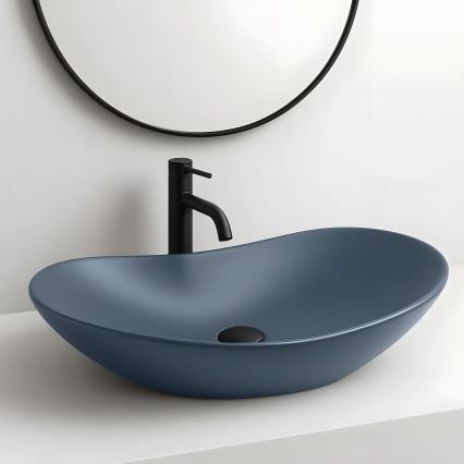 REA-U6373 - Umywalka nablatowa ROYAL 35,5x61,5 cm ceramika/niebieska