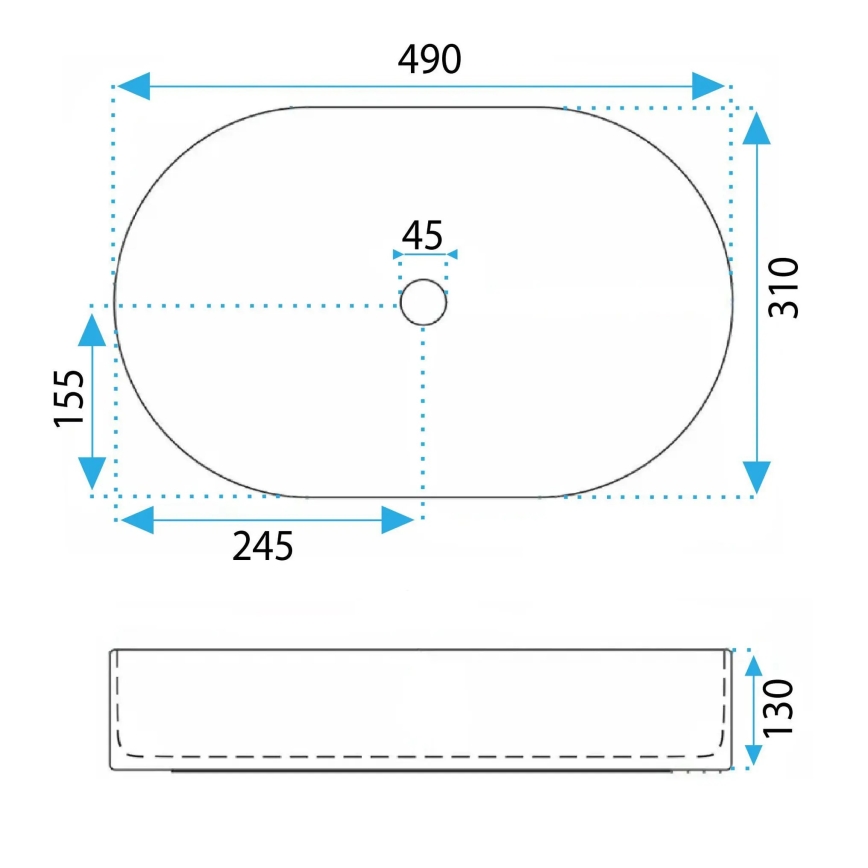 REA-U6376 - Umywalka nablatowa VANDA 31x49 cm ceramika/matowy róż