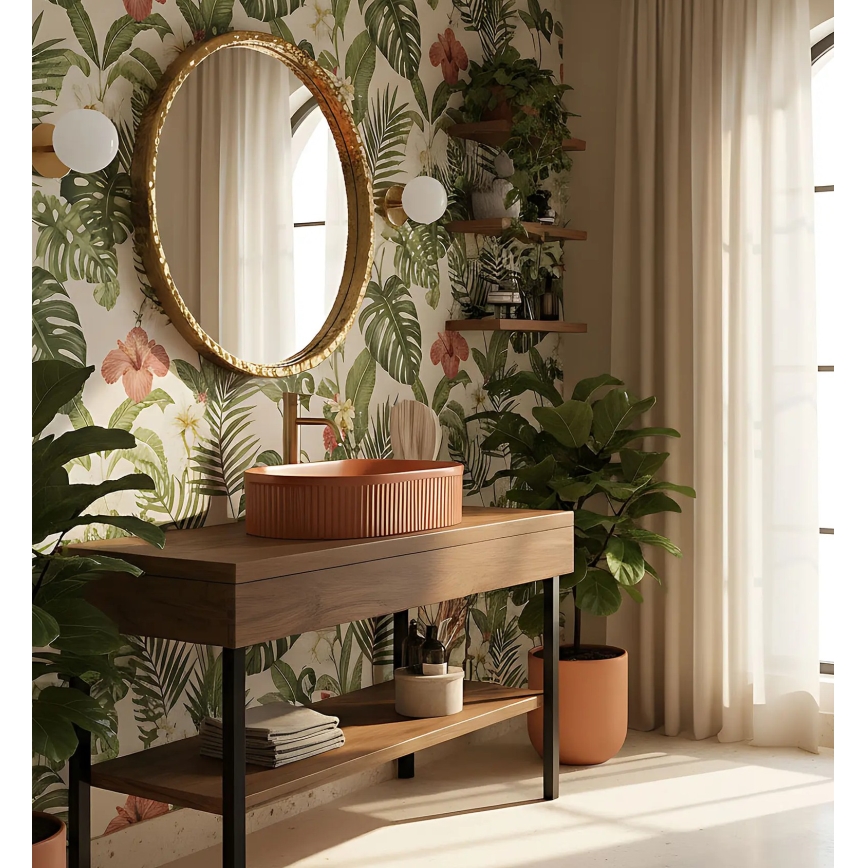 REA-U6377 - Umywalka nablatowa VANDA 31x49 cm ceramika/pomarańczowa