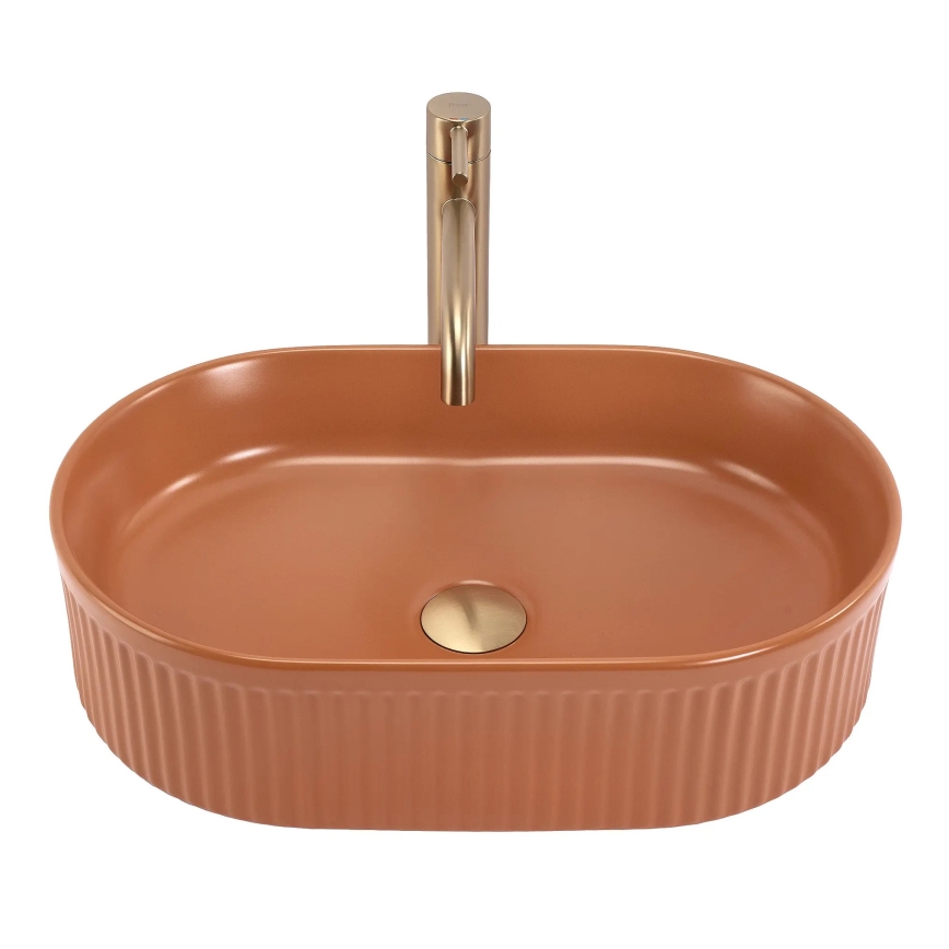 REA-U6377 - Umywalka nablatowa VANDA 31x49 cm ceramika/pomarańczowa