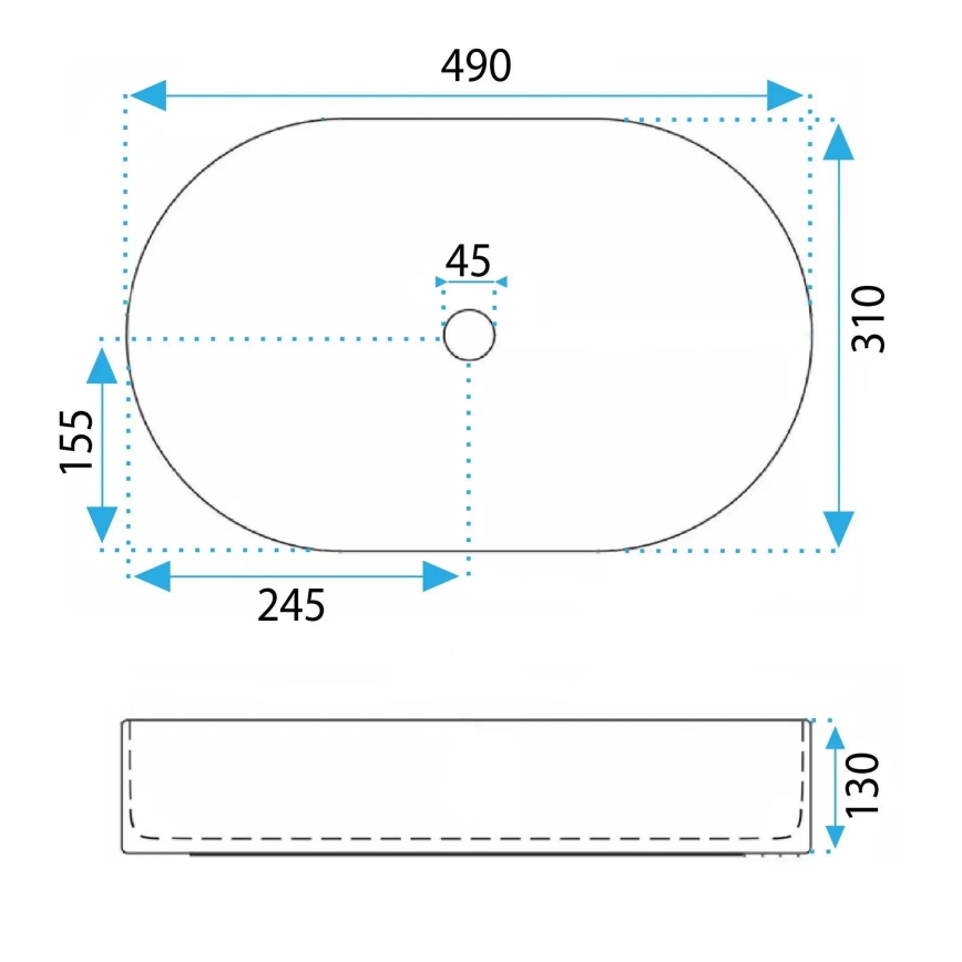 REA-U6377 - Umywalka nablatowa VANDA 31x49 cm ceramika/pomarańczowa