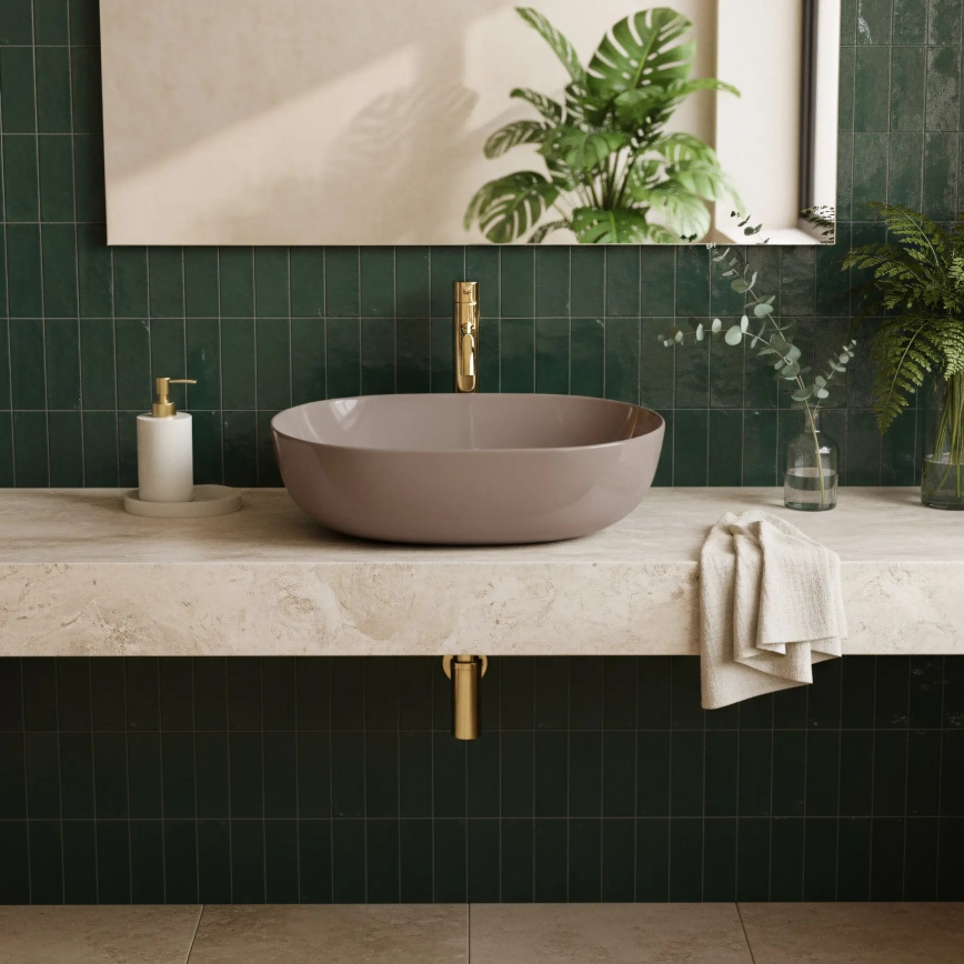 REA-U6380 - Umywalka nablatowa LISA 35x49 cm ceramika/błyszczący brąz