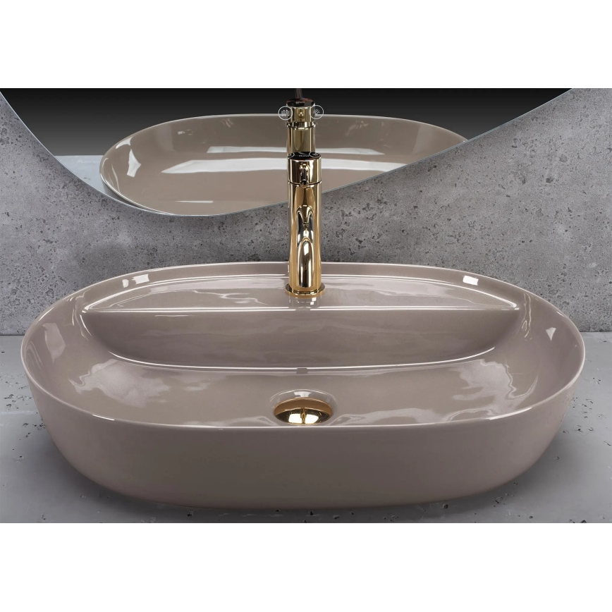 REA-U6381 - Umywalka nablatowa AURA 41x61 cm ceramika/błyszczący brąz