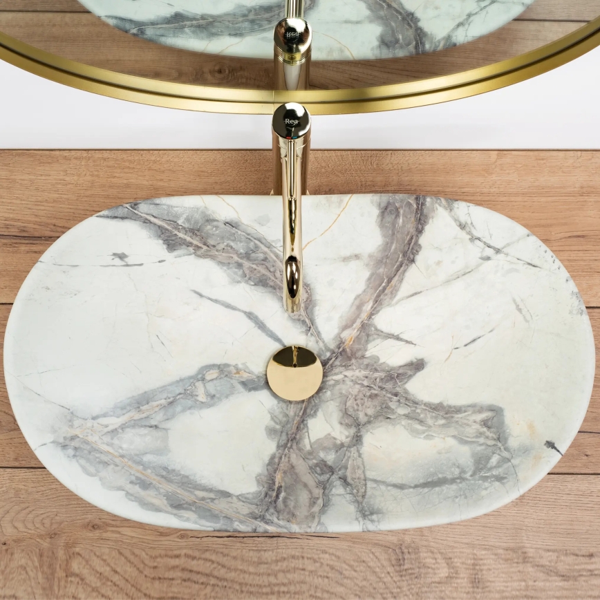 REA-U6502 - Umywalka nablatowa ROYAL 36x60,5 cm ceramika/dekor marmuru