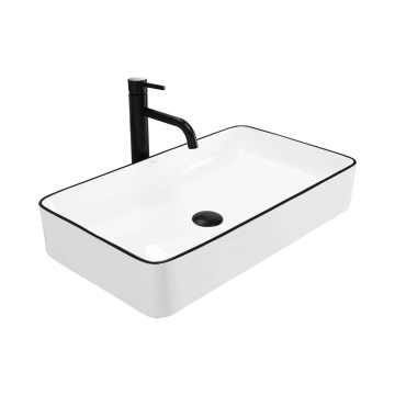 REA-U6513 - Umywalka nablatowa DENIS 35x61,5 cm ceramika/biały/czarny