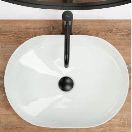 REA-U6563 - Umywalka nablatowa NADIA 38x50 cm ceramika/biały połysk