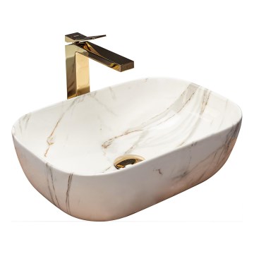 REA-U6596 - Umywalka nablatowa BELINDA 33,5x46,5 cm ceramika/dekor marmuru