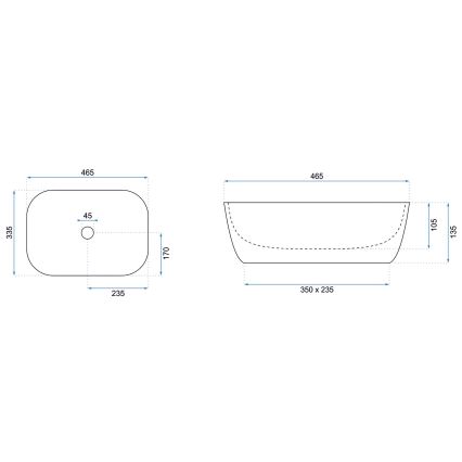 REA-U6596 - Umywalka nablatowa BELINDA 33,5x46,5 cm ceramika/dekor marmuru