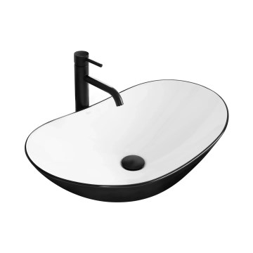 REA-U6600 - Umywalka nablatowa ROYAL 36x62,5 cm ceramika/biała/czarna