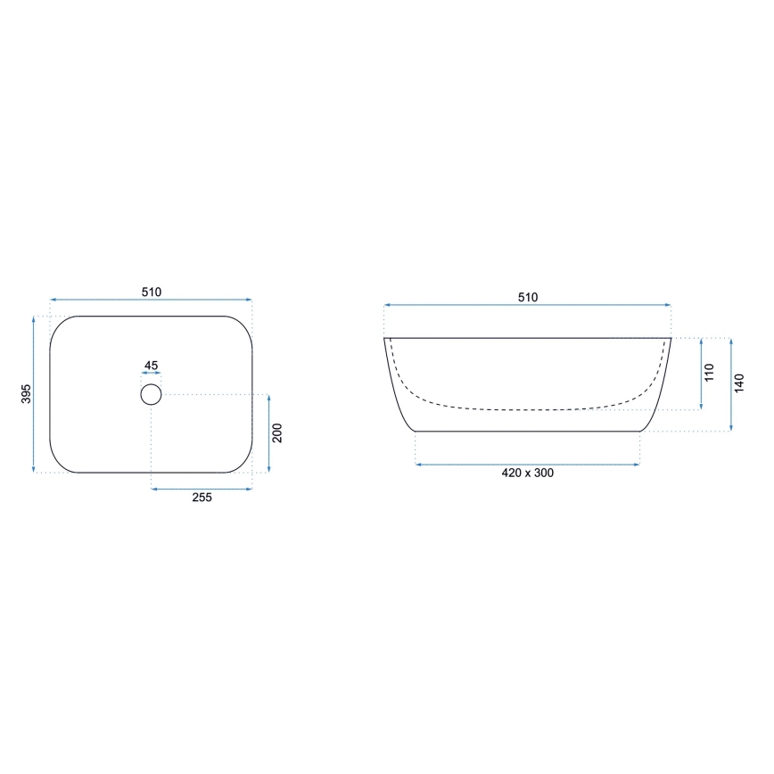 REA-U6616 - Umywalka nablatowa FREJA 39,5x51 cm ceramika/biała