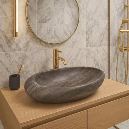 REA-U6649 - Umywalka nablatowa ROXY 31x49 cm ceramika/imitacja kamienia