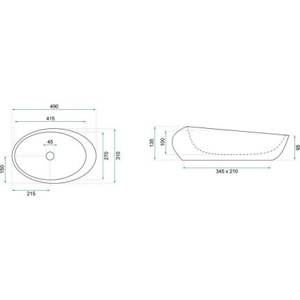 REA-U6649 - Umywalka nablatowa ROXY 31x49 cm ceramika/imitacja kamienia