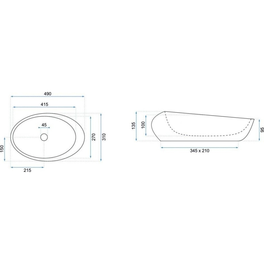 REA-U6649 - Umywalka nablatowa ROXY 31x49 cm ceramika/imitacja kamienia