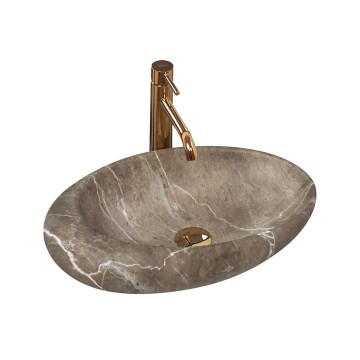 REA-U6650 - Umywalka nablatowa ROXY 31x49 cm ceramika/szary/dekor marmuru