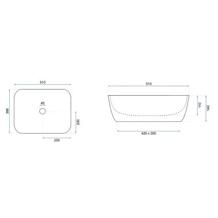 REA-U6689 - Umywalka nablatowa FREJA 39,5x51 cm ceramika/beżowa/imitacja kamienia