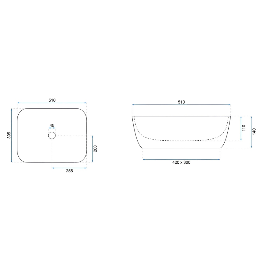 REA-U6689 - Umywalka nablatowa FREJA 39,5x51 cm ceramika/beżowa/imitacja kamienia