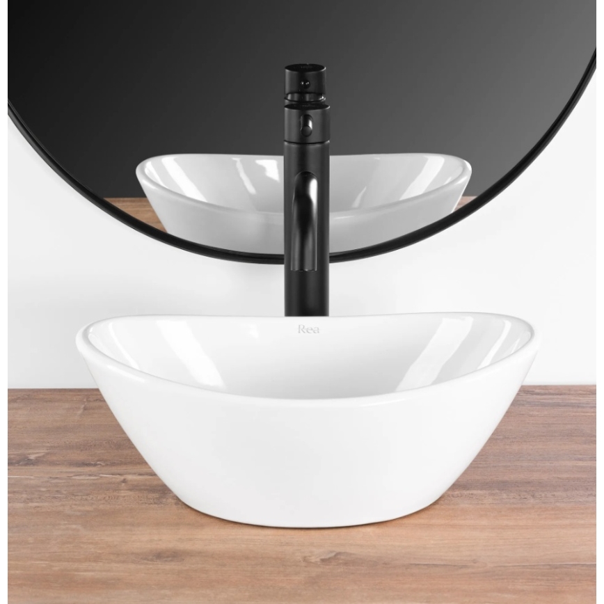 REA-U6803 - Umywalka nablatowa KATE 24,5 x 36,5 cm ceramika/biały połysk