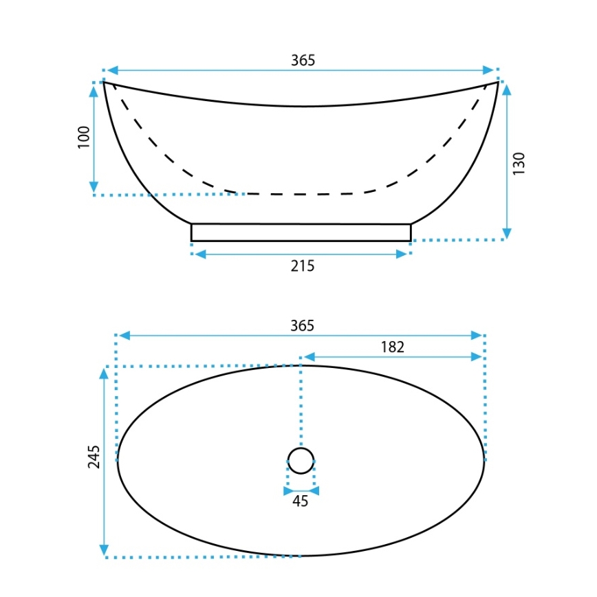 REA-U6803 - Umywalka nablatowa KATE 24,5 x 36,5 cm ceramika/biały połysk